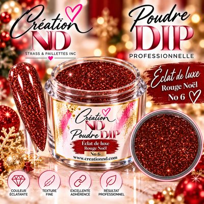 Poudre DIP Éclat de luxe rouge Noël no6