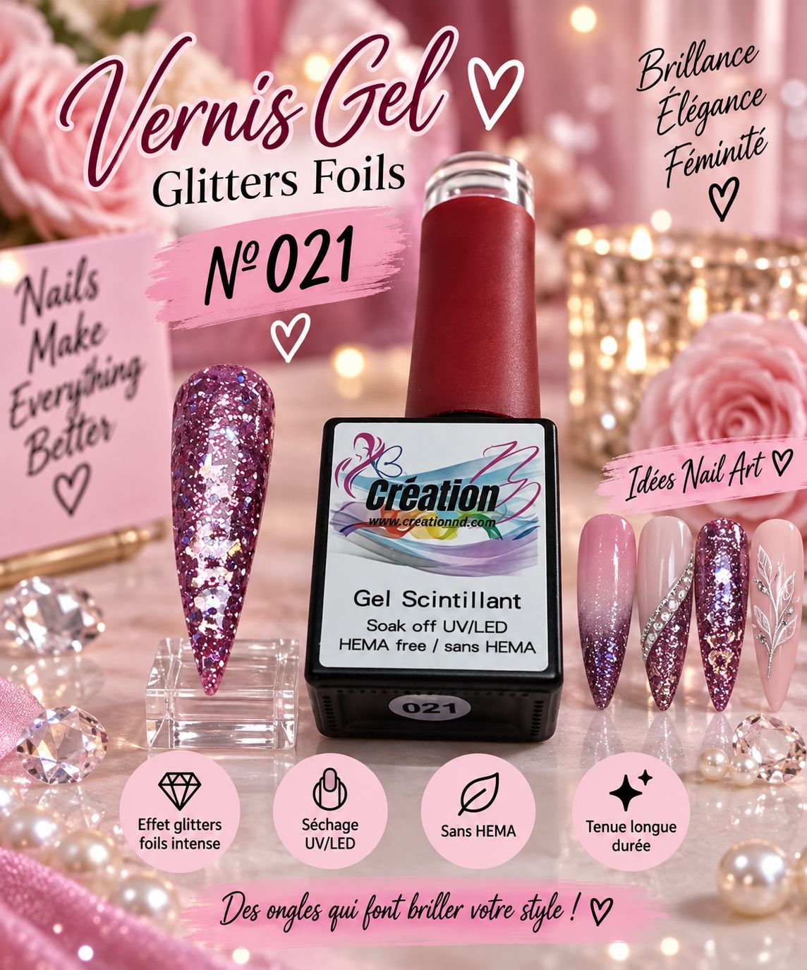Vernis Gel Glitters Foils No 21