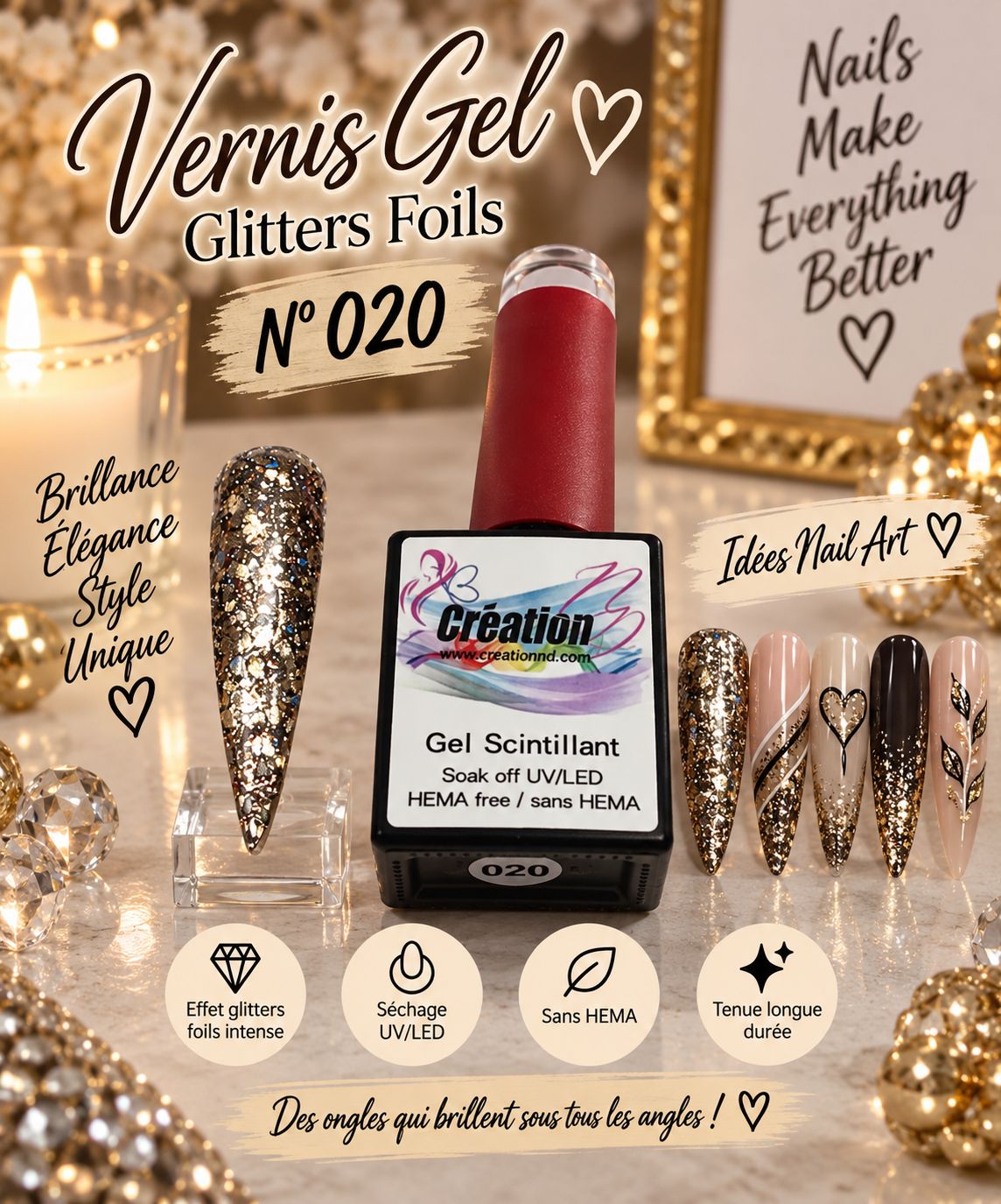 Vernis Gel Glitters Foils No 020
