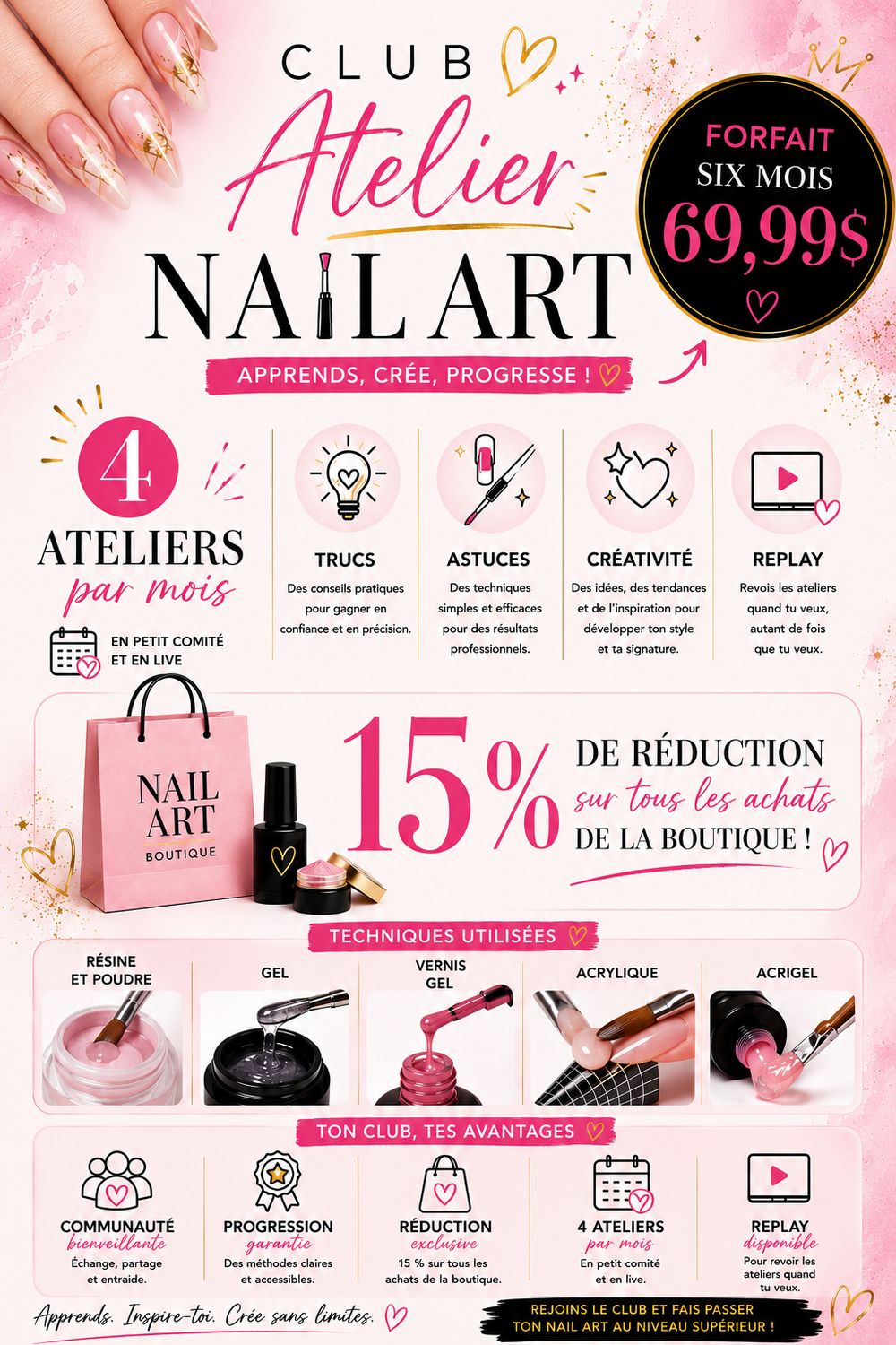 Club d’ateliers Nail Art forfait 6 mois