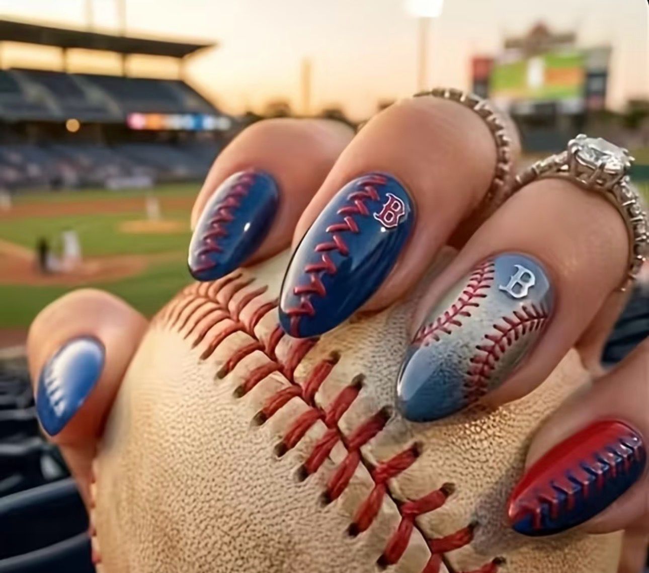 Press on Nail baseball Mi-long