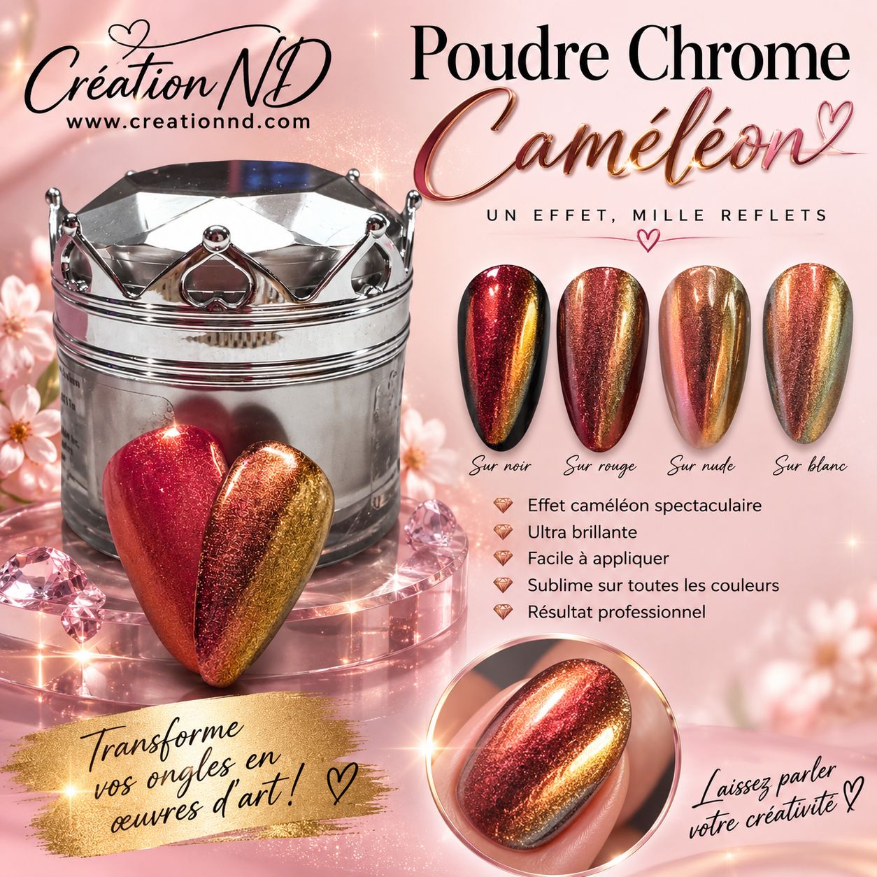 Poudre chrome caméléon