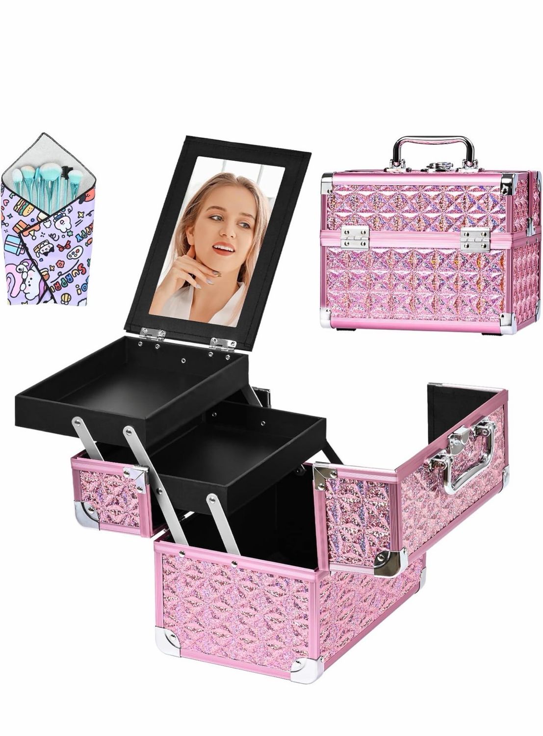 Valise rose holographique