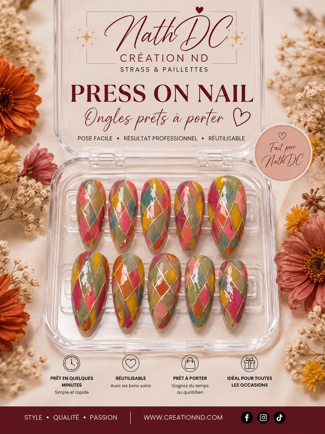 Press-On-Nail losange  No 8