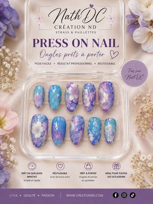 Press-On-Nail fleurs lilas No 10