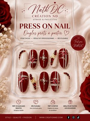 Press-On-Nail rouge papillon No 11