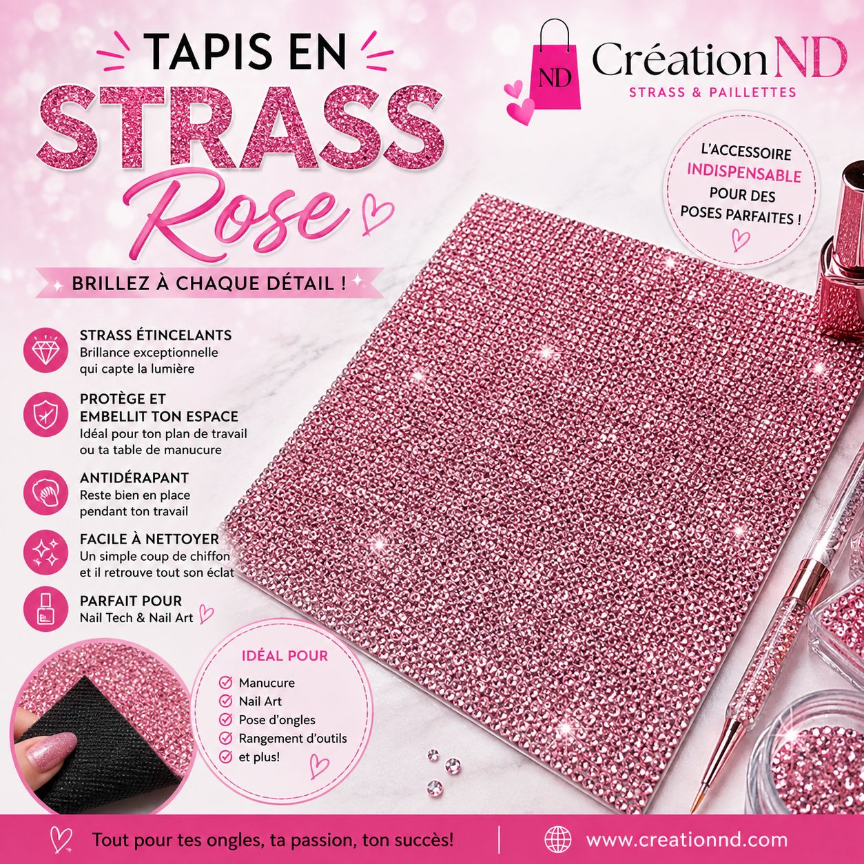 Tapis de table rose