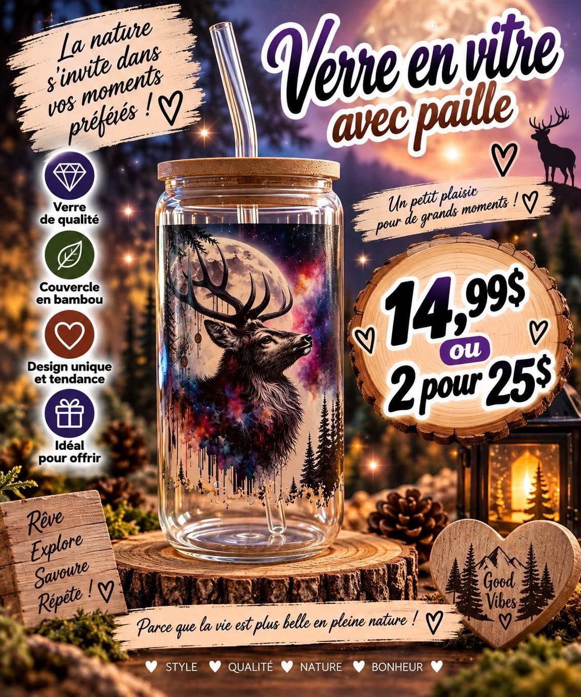Mug en verre avec paille