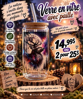 Mug en verre avec paille