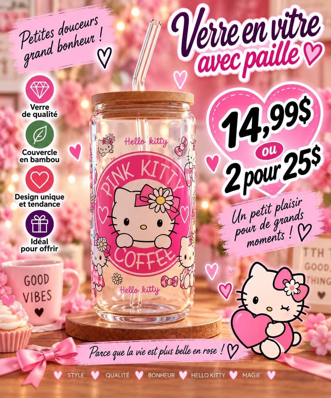 Mug en verre avec paille