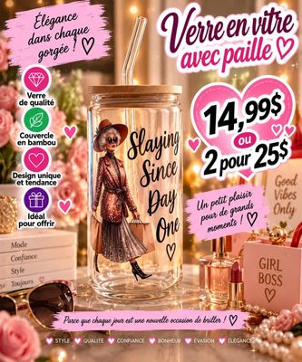 Mug en verre avec paille