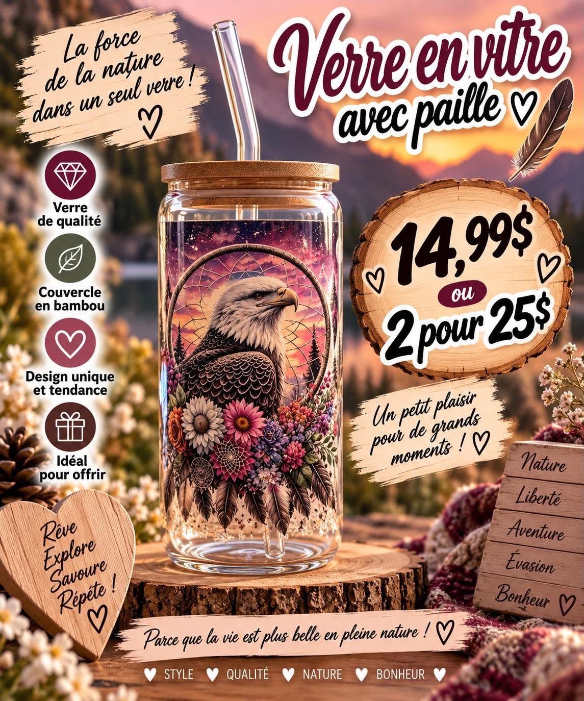 Mug en verre avec paille