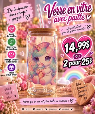 Mug en verre avec paille