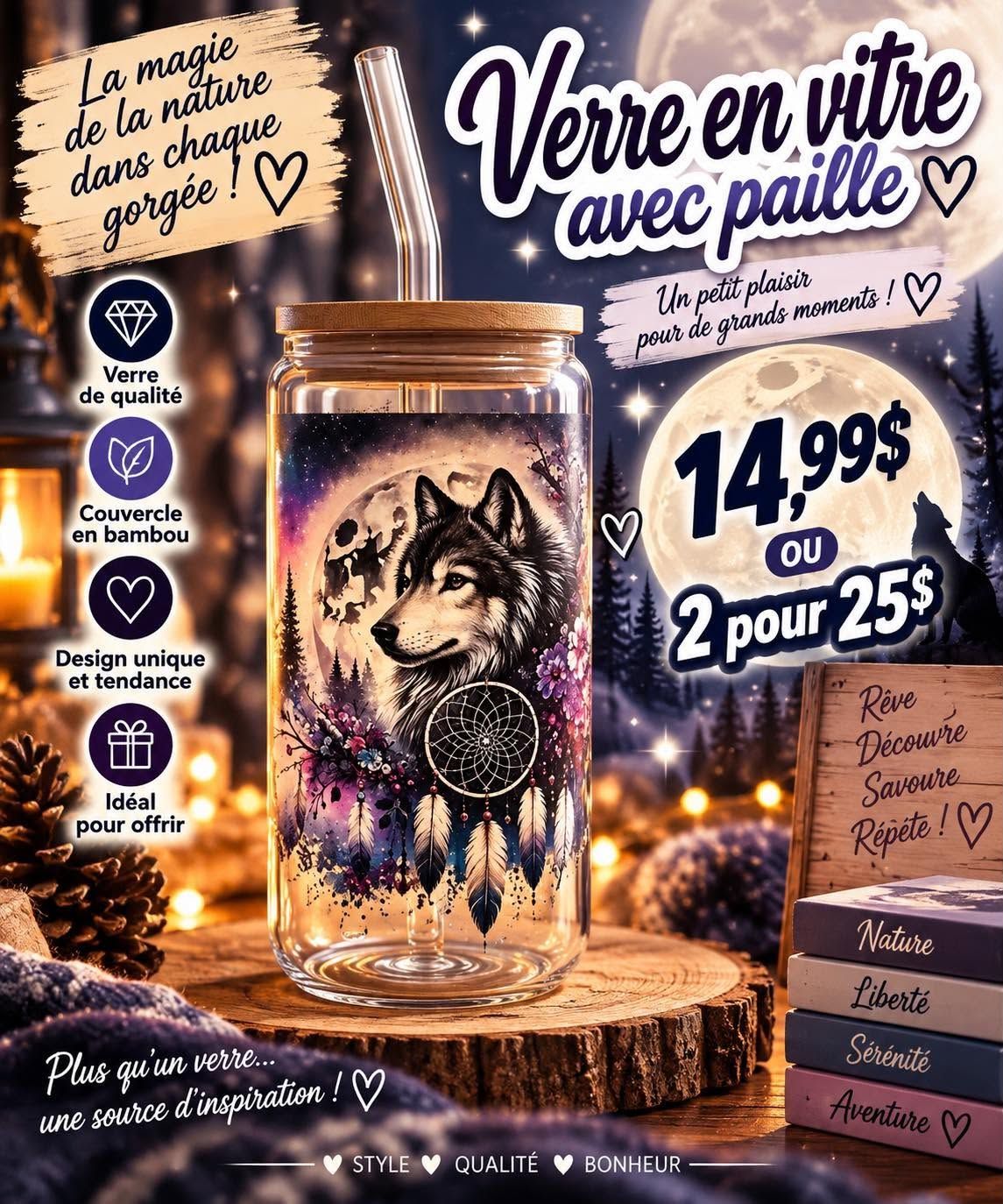 Mug en verre avec paille