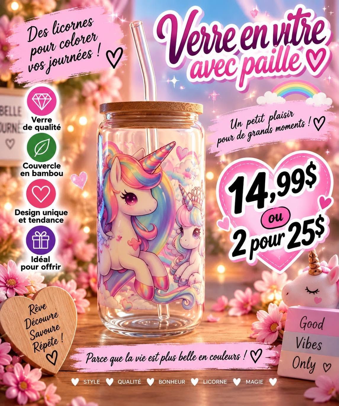 Mug en verre avec paille