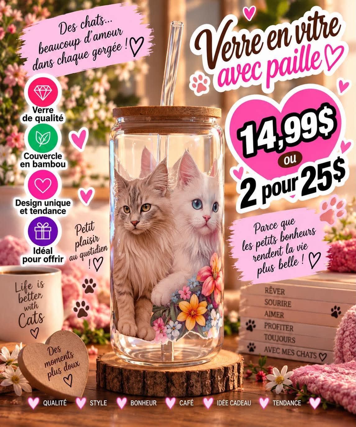 Mug en verre avec paille