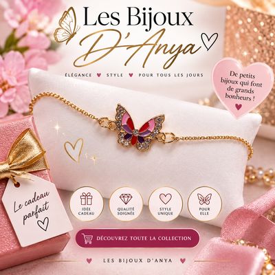 Bracelet papillon rouge ajustable