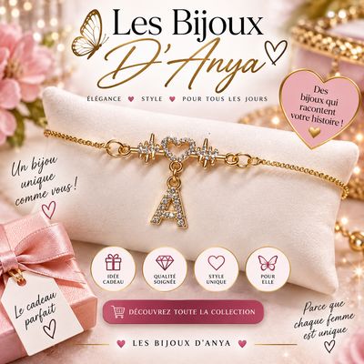 Bracelet cœur lettre A strass