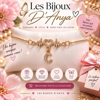 Bracelet cœur lette C strass