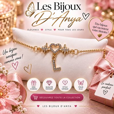 Bracelet cœur lettre L strass