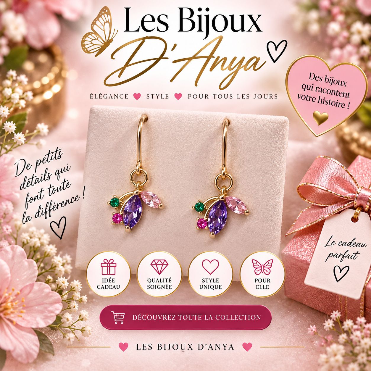 Boucles d’oreilles multicolore strass