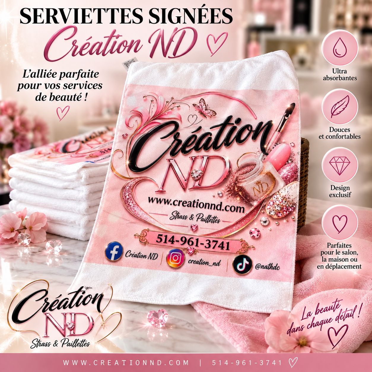 Serviettes signées Creation ND