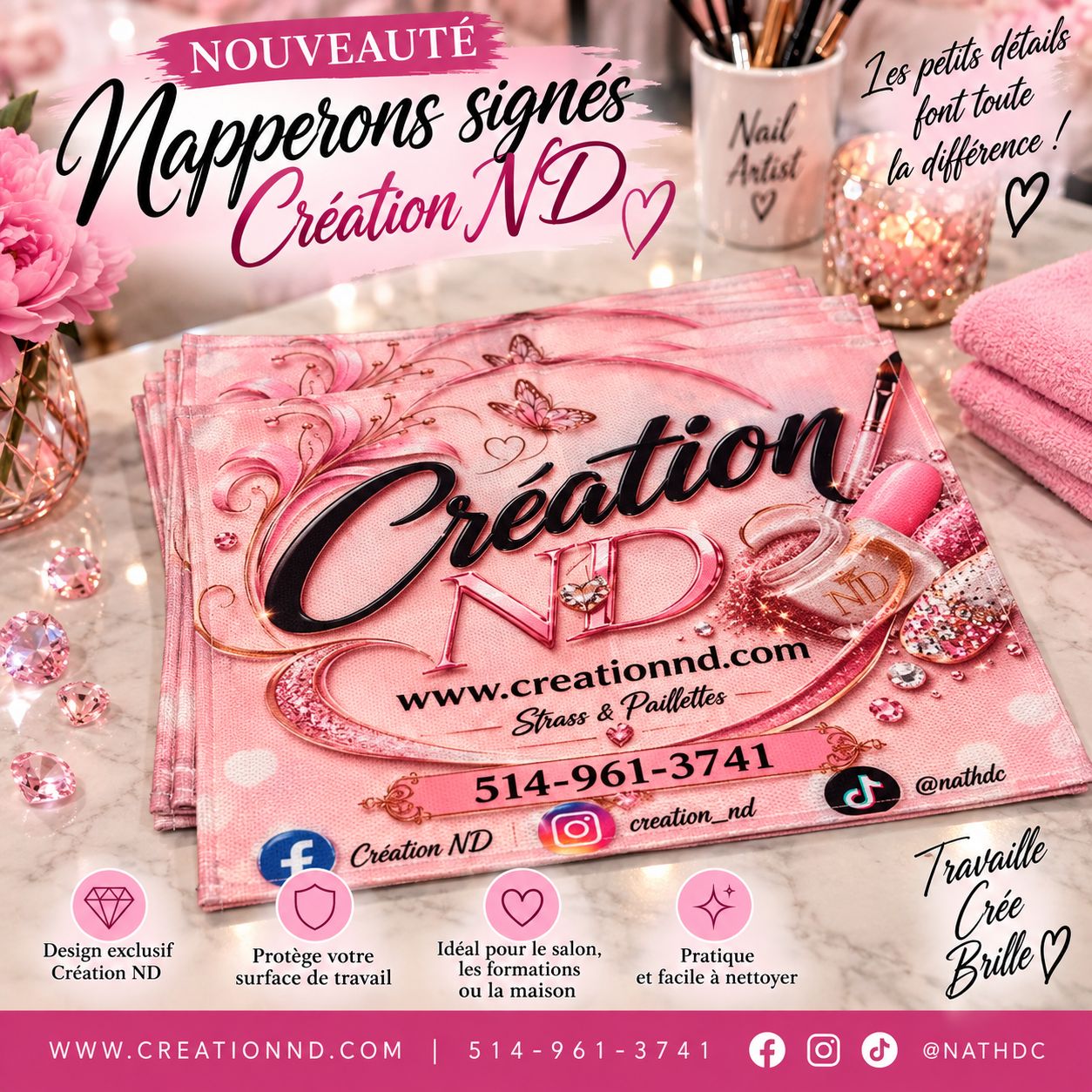Napperon Rose &amp; Noir