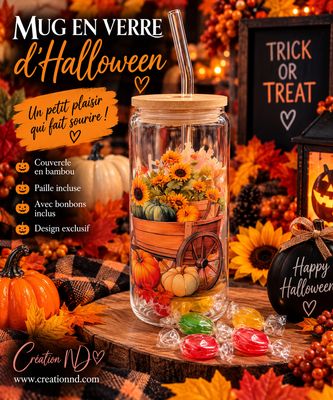 Mug en verre d’Halloween avec bonbon