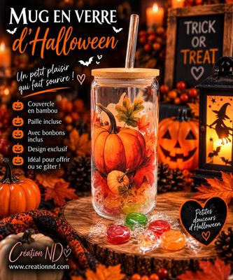 Mug en verre d’Halloween avec bonbon
