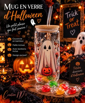 Mug en verre d’Halloween avec bonbon