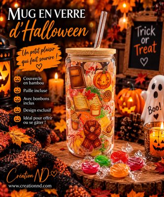 Mug en verre d’Halloween avec bonbon