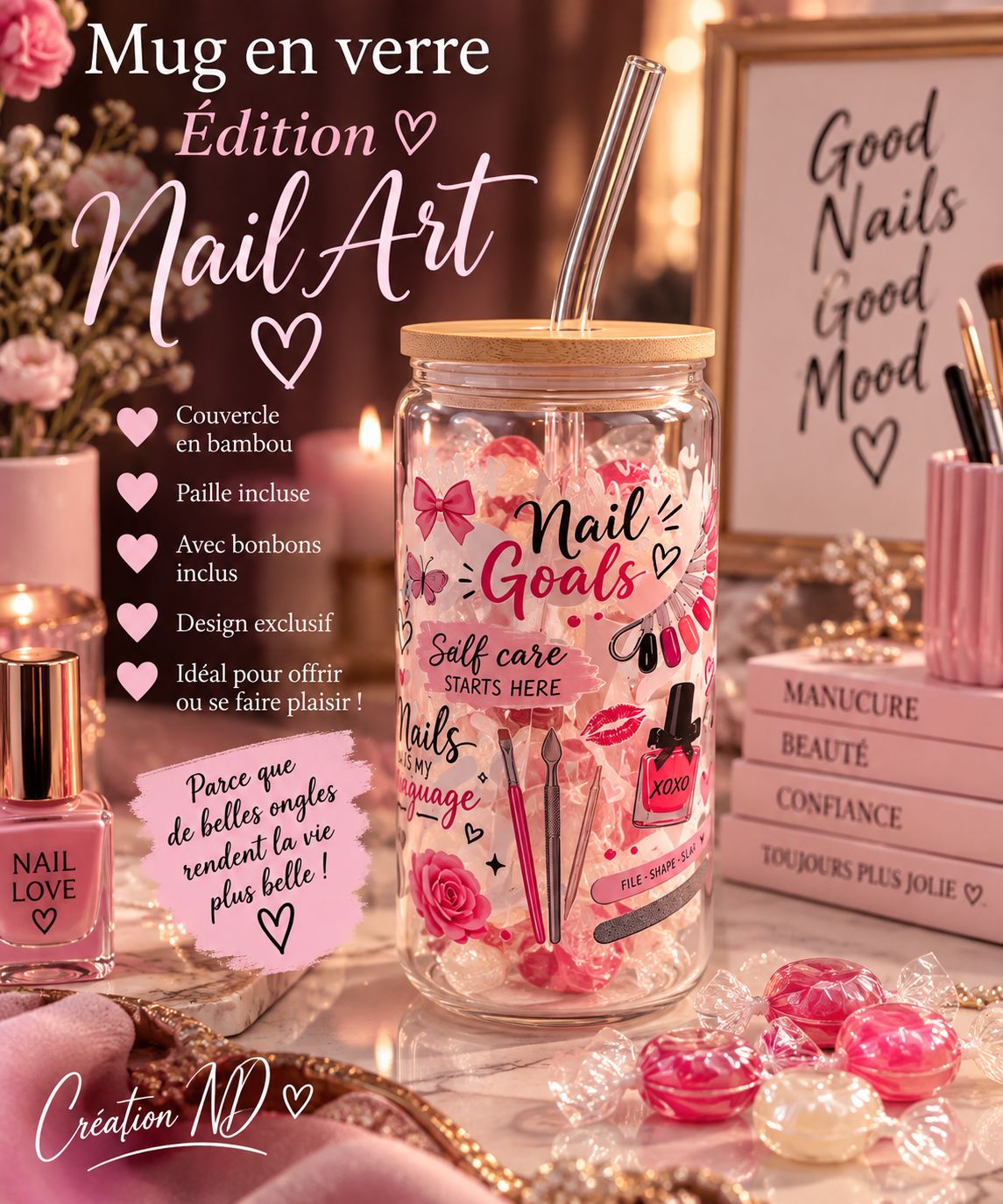 Mug en verre Édition nail art
