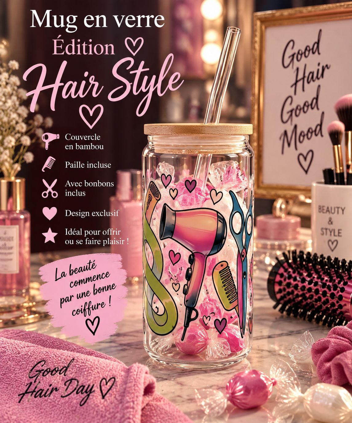 Mug en verre ECITION HAIR STYLE