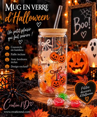 Mug en verre d’Halloween avec bonbon