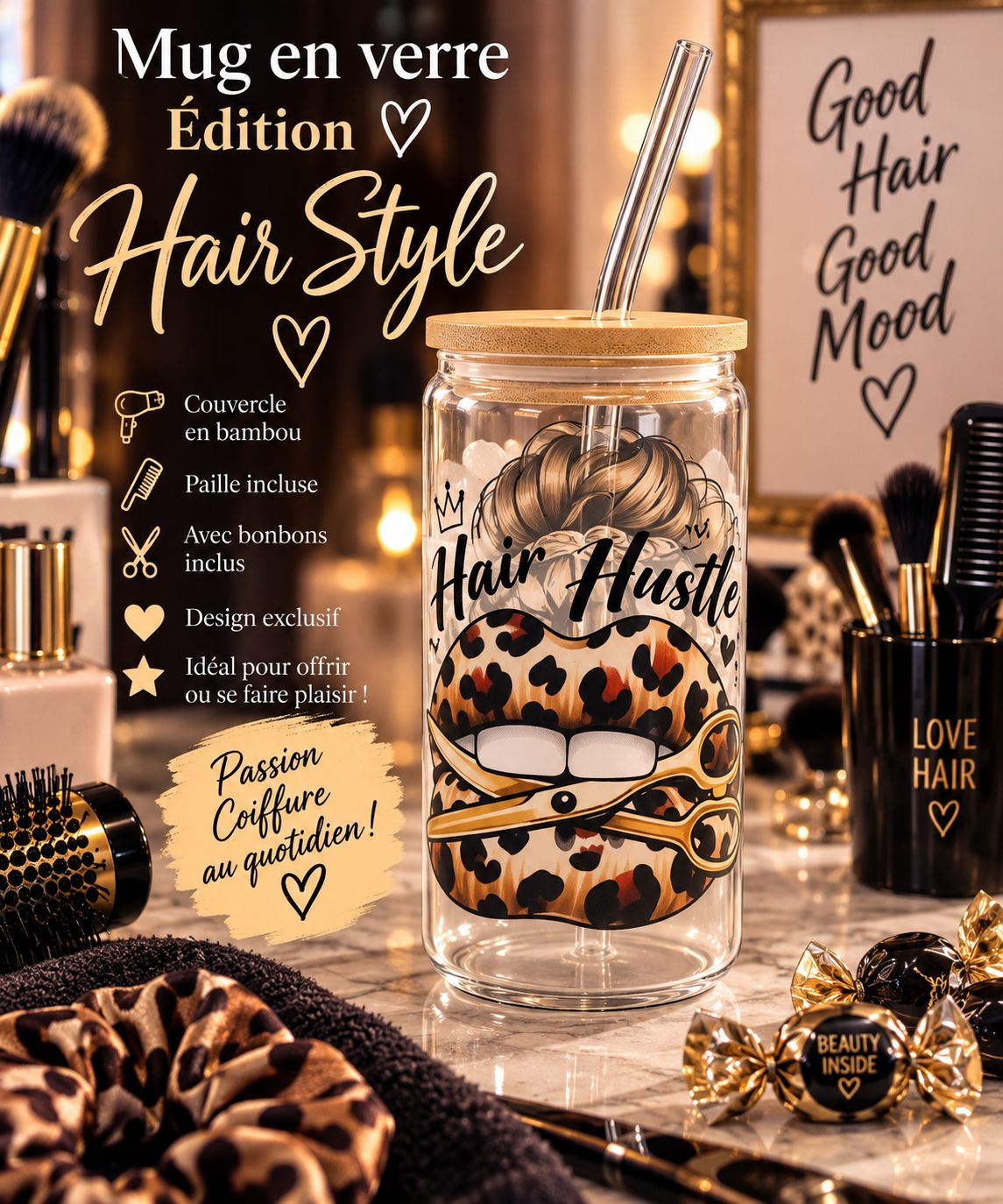 Mug en verre ÉDITION HAIR STYLE
