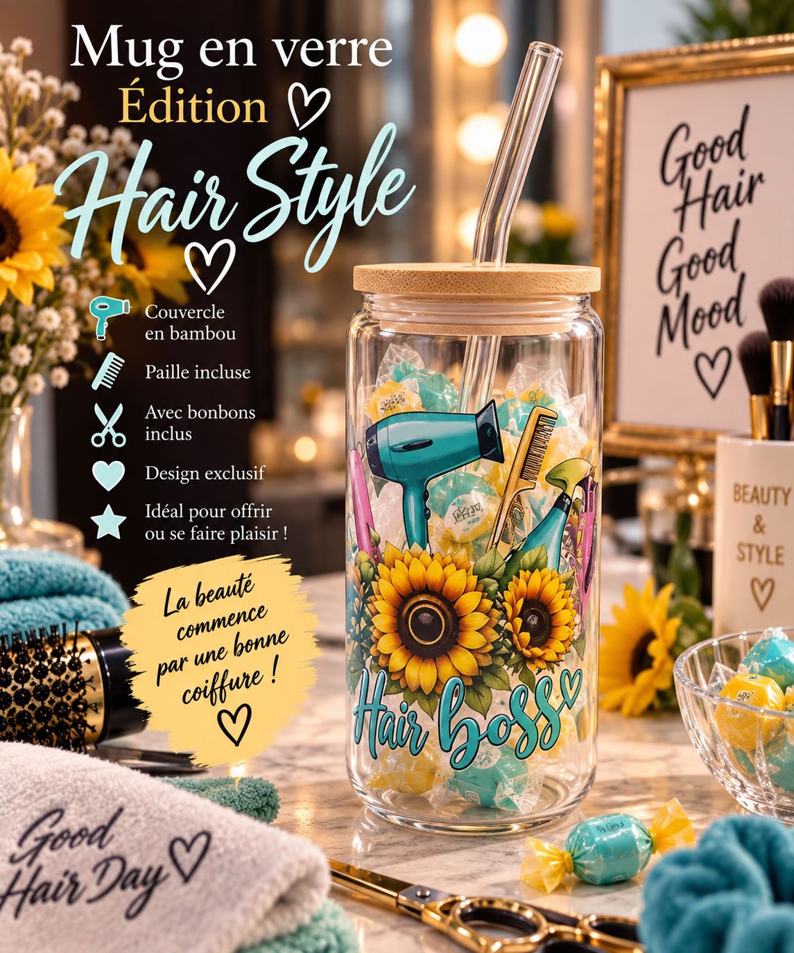 Mug en verre ÉDITION HAIR STYLE
