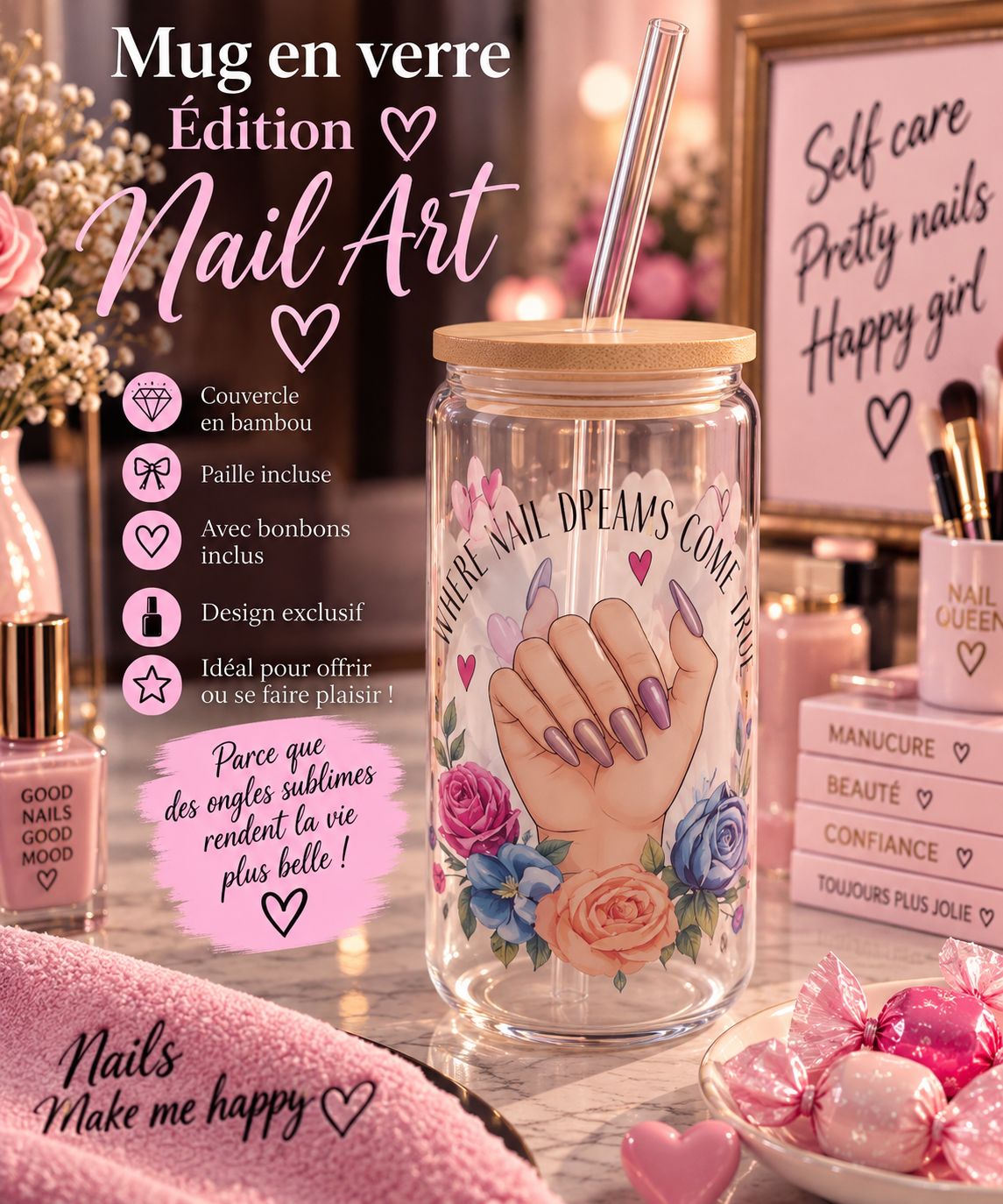 Mug en verre ÉDITION NAIL ART