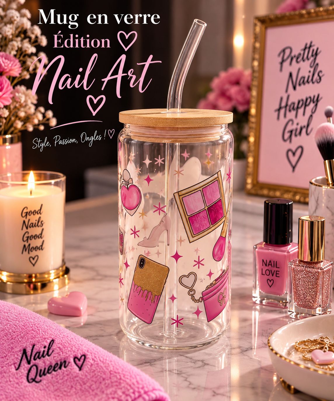 Mug en verre ÉDITION NAIL ART