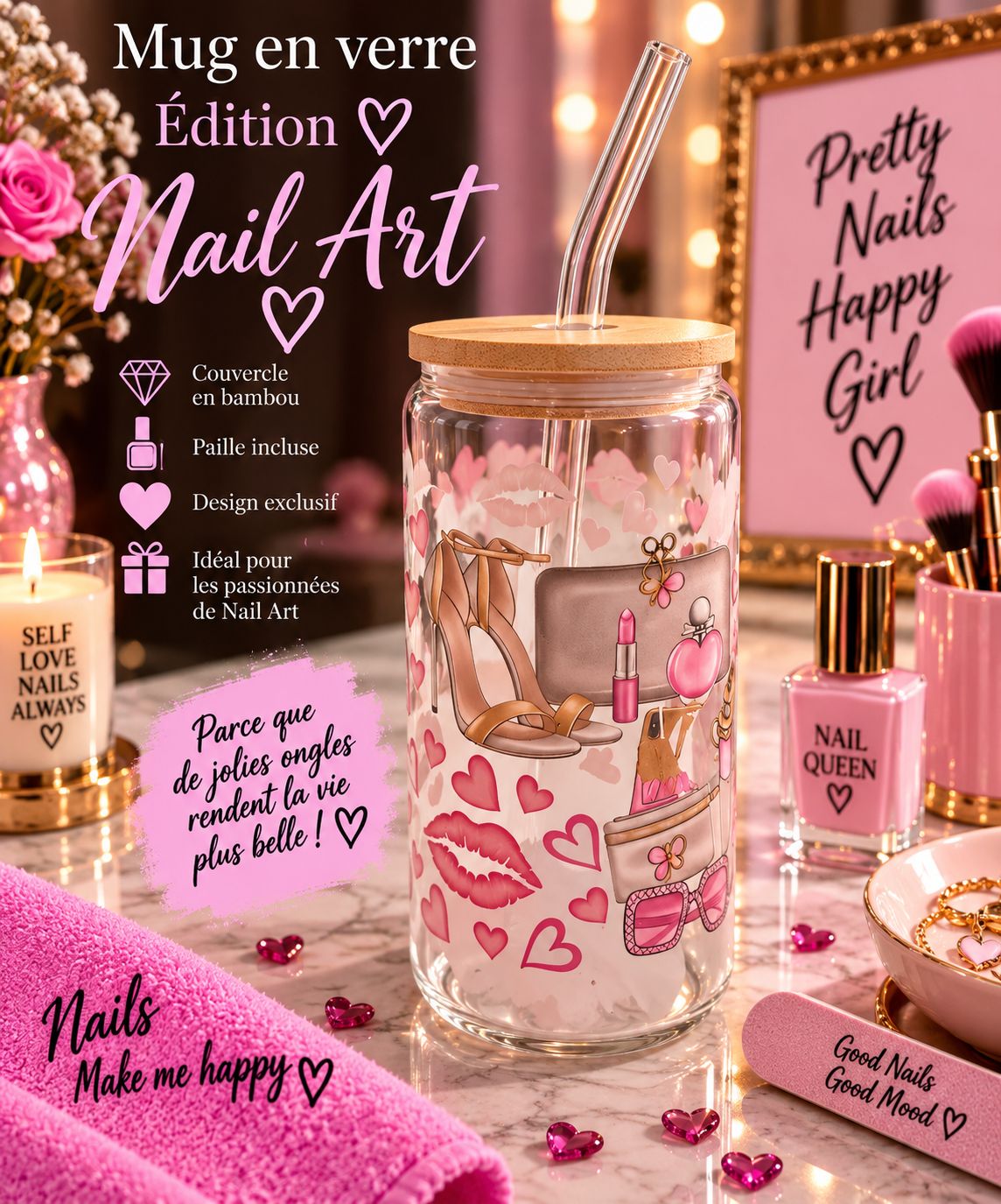 Mug en verre ÉDITION NAIL ART