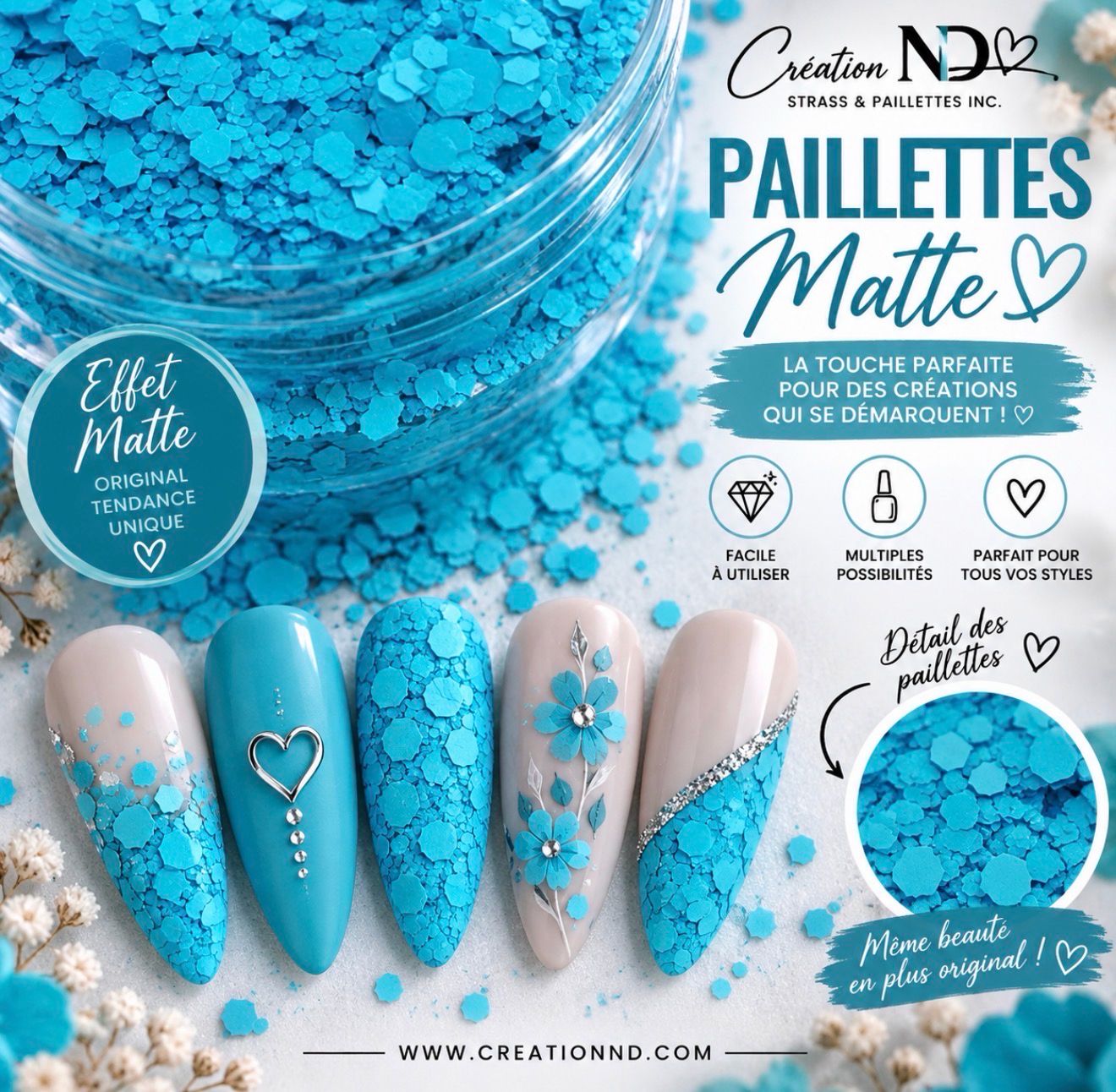 Paillettes MATTE Turquoise