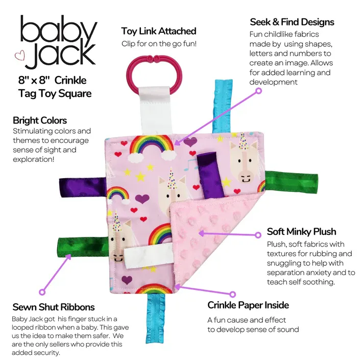 Baby Jack Unicorn Crinkle Square
