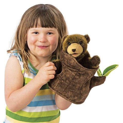 Folkmanis Bear in a Tree Stump Puppet