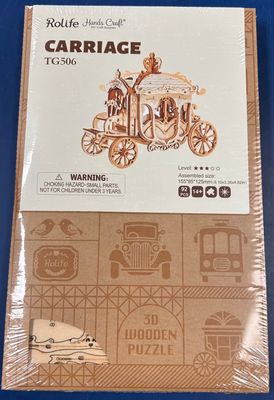 3D Laser Cut Wooden Puzzle: Carriage
