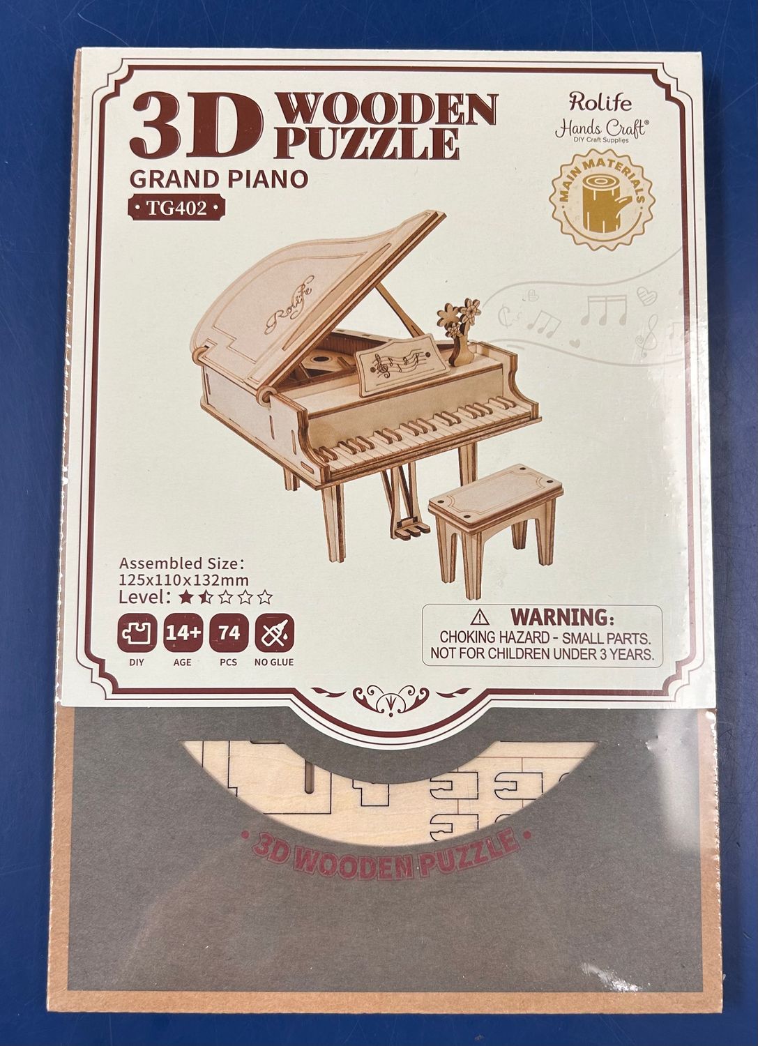 3D Laser Cut Wooden Puzzle: Piano