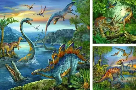 Dinosaur Fascination 3X49 Pc Puzzle