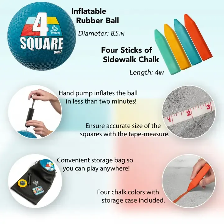 4 Square Game Kit with Premium 4 Square Ball
