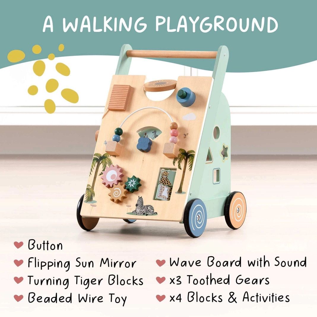 Wooden Baby Walker - Multi-Activity Push Walker Ages 18m+