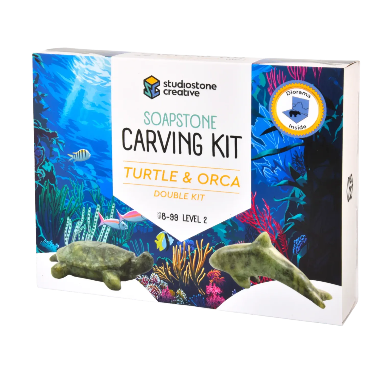 Soap Stone Carving kit Double Turtle And Orca Kit