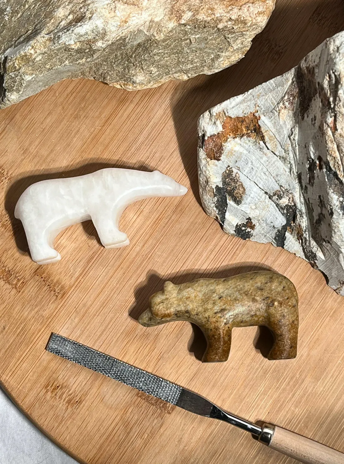 Soap Stone Carving kit Double Bear And Polar Bear Kit