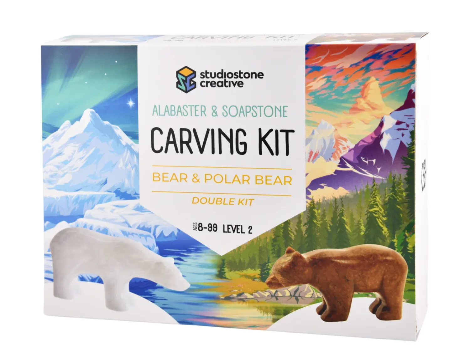 Soap Stone Carving kit Double Bear And Polar Bear Kit